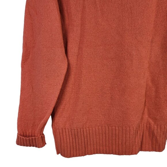 Ralph Lauren Chaps Mens Shetland Wool Sweater Orange Large Pullover Ribbed VTG - Picture 7 of 8
